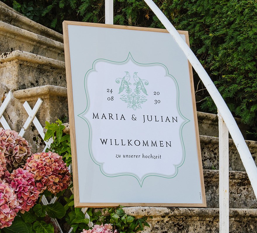 Willkommensschild Hochzeit